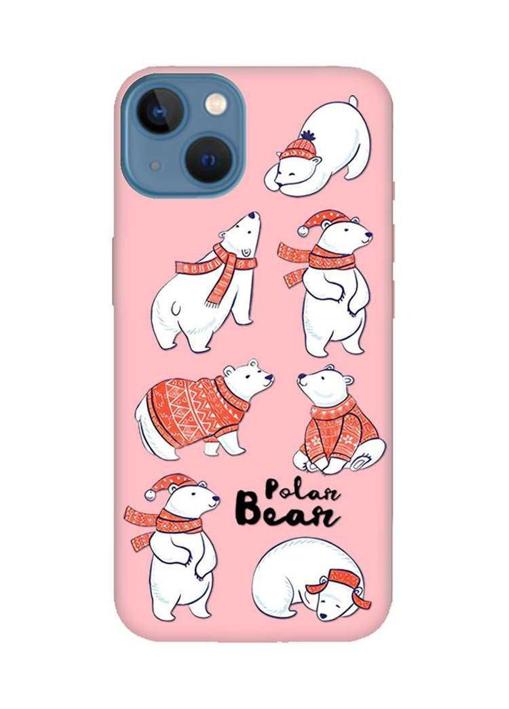 Матовий рожевий чохол на Apple iPhone 13:: Ведмедики (принт 145) Creative (362969422)