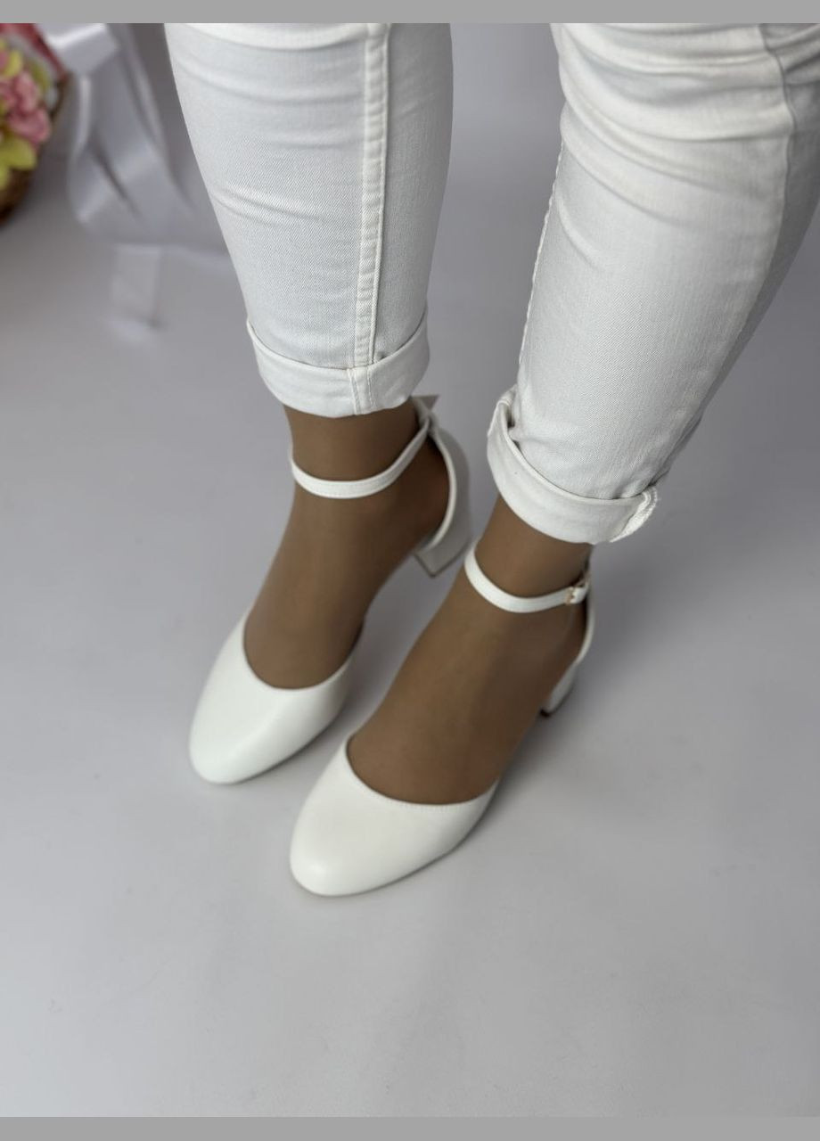 No Brand Святкові білі туфлі на зручних підборах з декором із страз туфлі-човники білий з штучна шкіра, — всесезон (322425322)