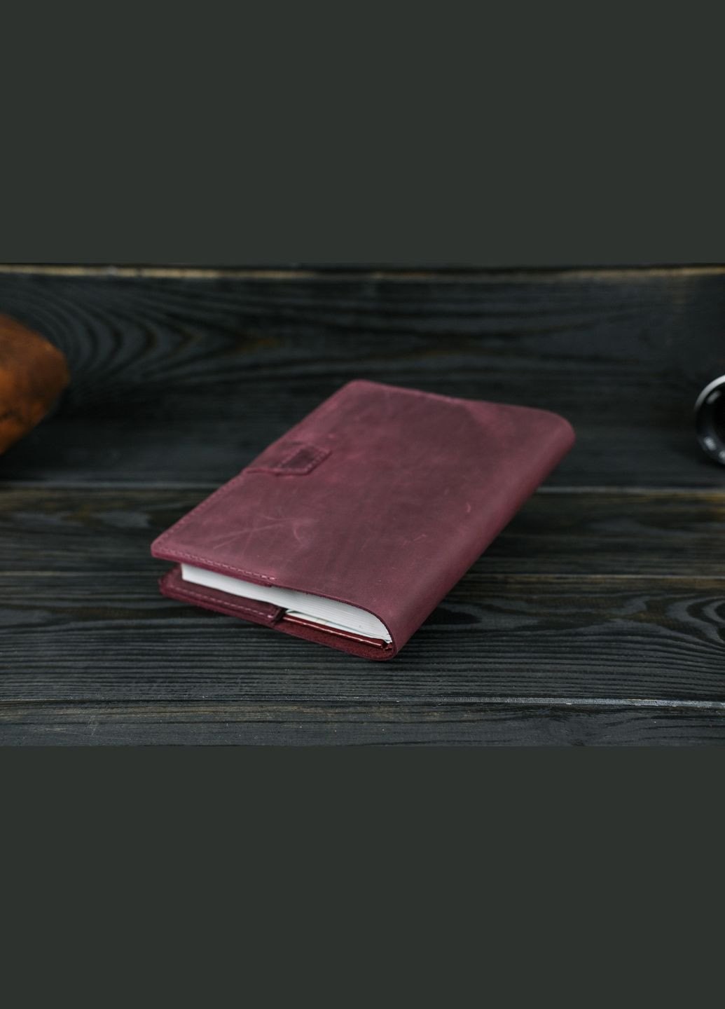 Шкіряна обкладинка для ежедневника формату А5 Модель № 13, натуральна Вінтажна шкіра, колір Бордо Berty (299397153)