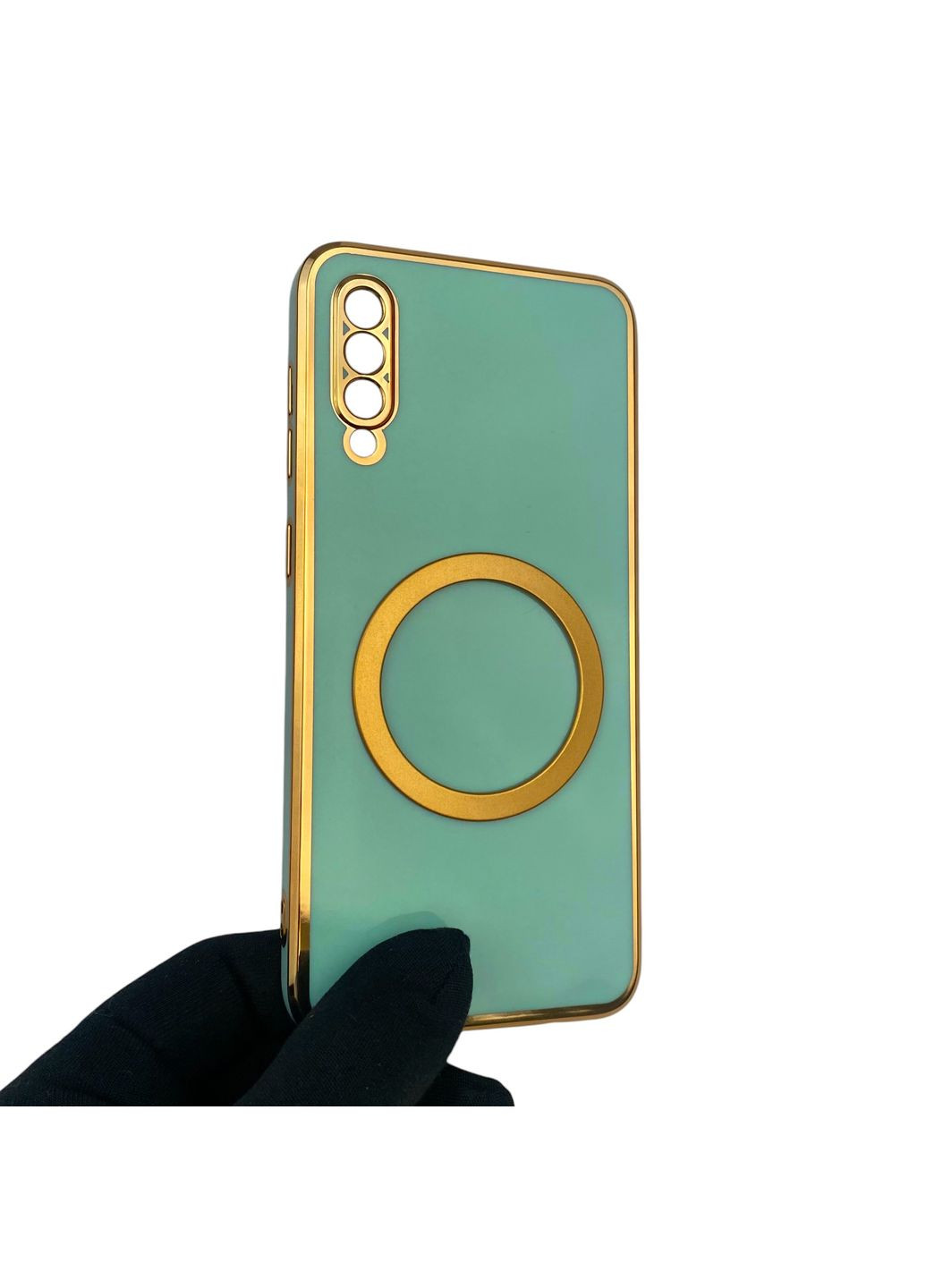 Чехол для Galaxy A30s SM-A307F с кольцом MagSafe с золотой окантовкой на самсунг а30с бирюзовый gs1 Samsung (366229847)
