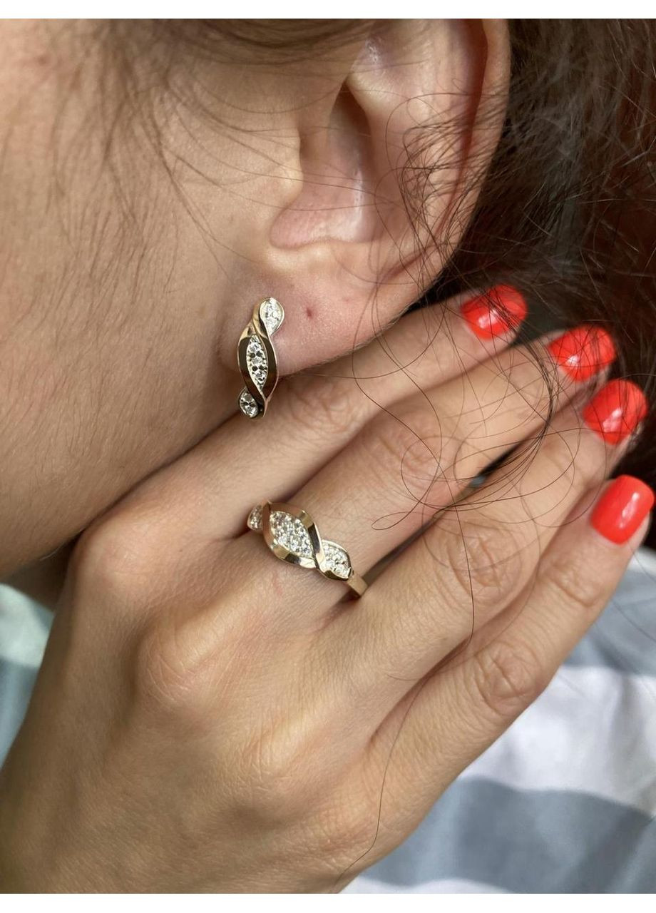 Серебряные серьги с золотыми пластинами Silver Style (367112631)