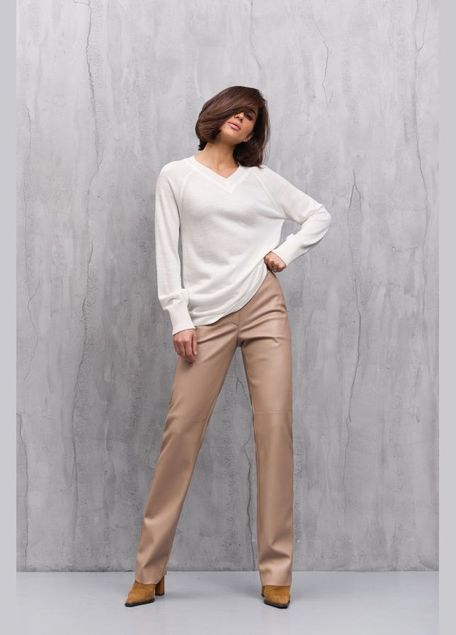 Белый демисезонный классический джемпер с v-образным вырезом (2712) Triko Bakh