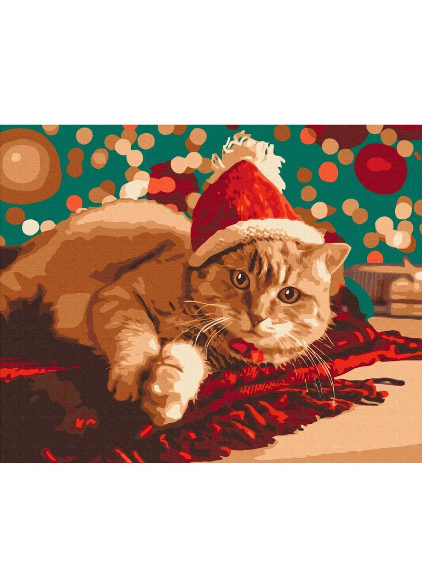 Картина по номерам "Санта котик" ★★★ Brushme (290251850)