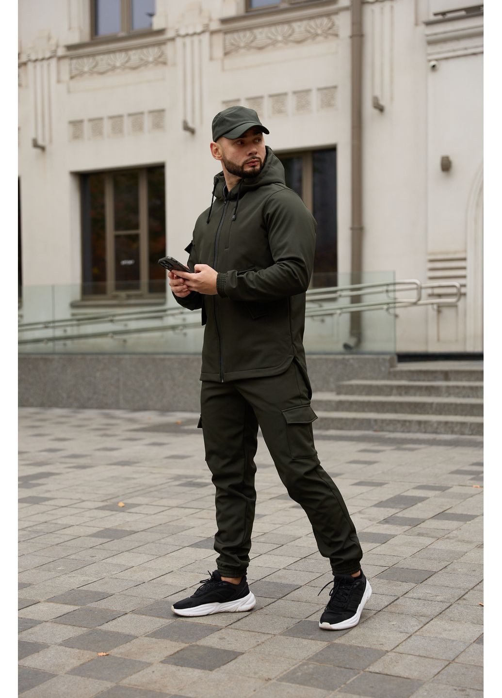 Чоловічий костюм Softshell хакі — утеплений, водовідштовхувальний комплект (куртка + штани) Intruder (367007684)