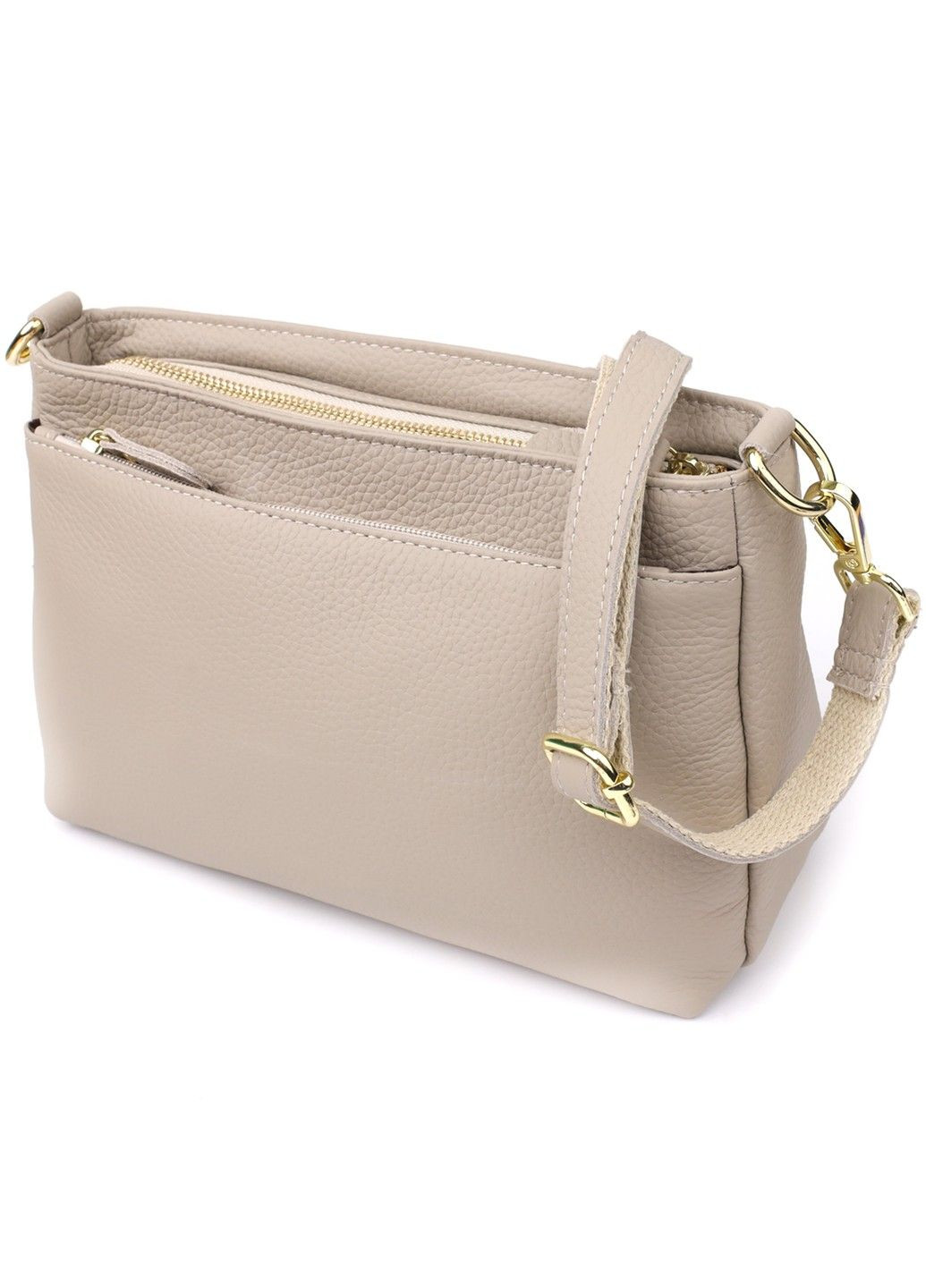 Женская элегантная сумка из натуральной кожи с жестким основанием 22985 Серый Vintage (357494939)