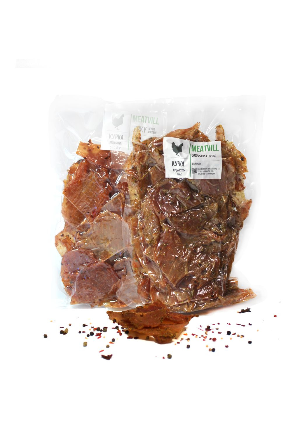 Джерки курица ароматная вакуум 1кг (2 пачки по 500г) Meatvill (322457381)
