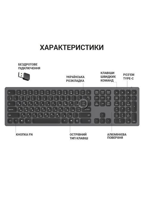 Клавиатура (SK1550B) OfficePro SK1550 Wireless Black (316223198)