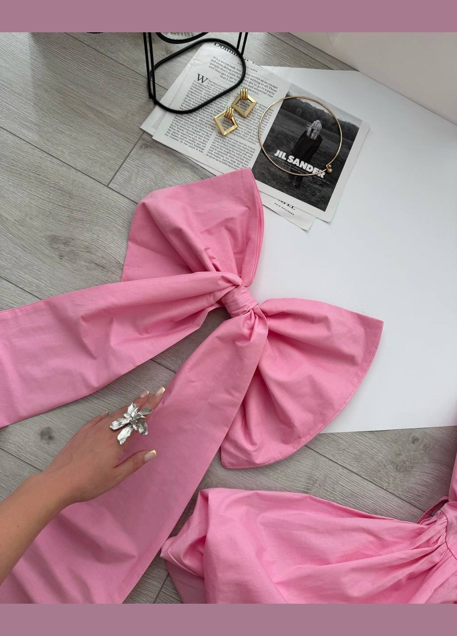 Розовое повседневный платье женское с открытыми плечами Україна однотонное