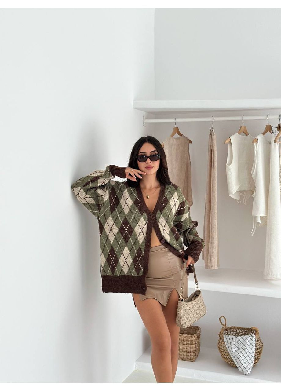 Коричневый демисезонный кардиган No Brand