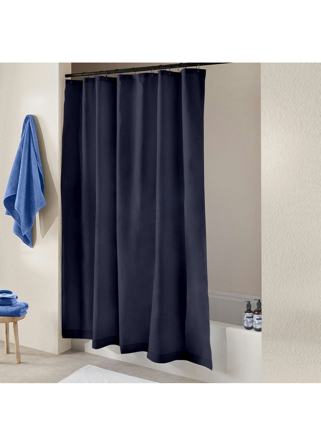 Шторка для душа и ванной DENIM с кольцами 180х200 см Индиго Cosas (372991092)