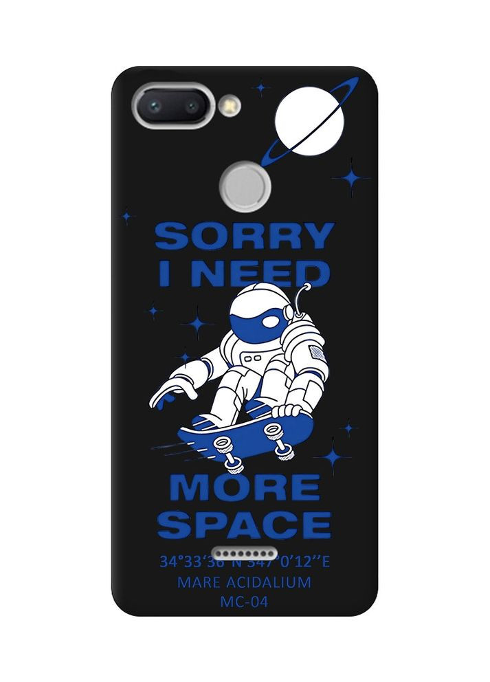 Матовий чорний чохол на Xiaomi Redmi 6:: Космонавт на скейті (принт 248) Creative (360678186)