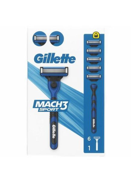 Станок для бритья мужской (Бритва) Mach SPORT 3 и 6 картриджей Gillette Mach3 (363132883)