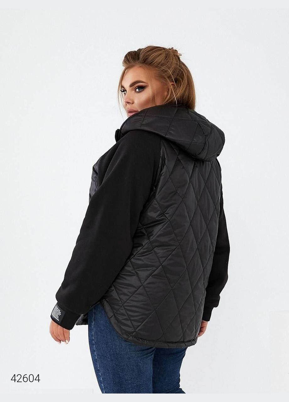 Черная демисезонная женская демисезонная куртка больших размеров Liton