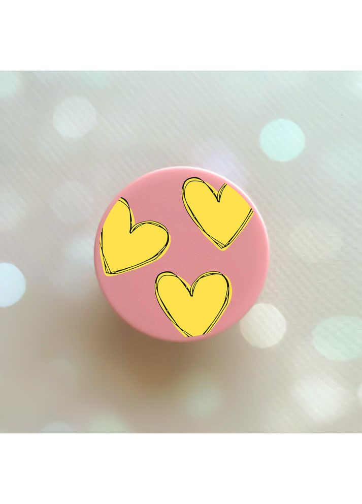 Держатель для смартфона / планшета попсокет Popsocket:: Сердечки желтые (принт 259) Creative (360679961)