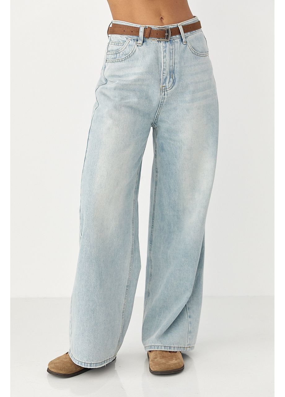 Прямые джинсы с высокой посадкой No Brand - (360606089)