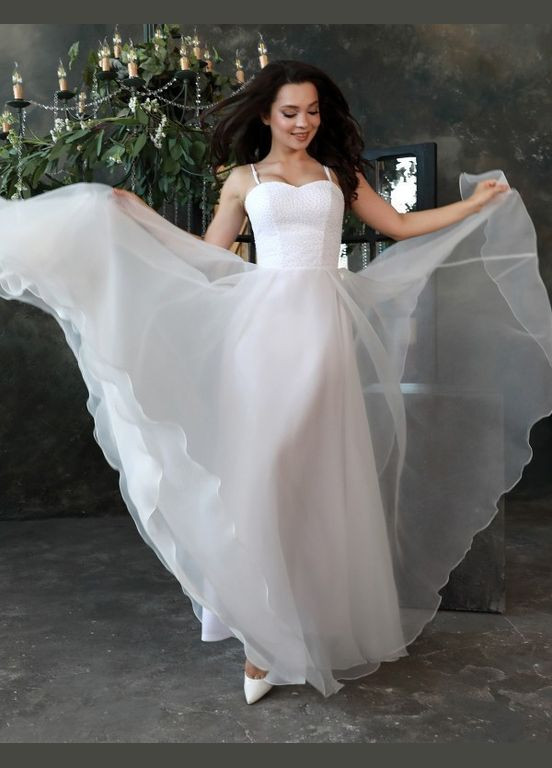 Білий вечірня плаття а-силует FashionYouWant однотонна