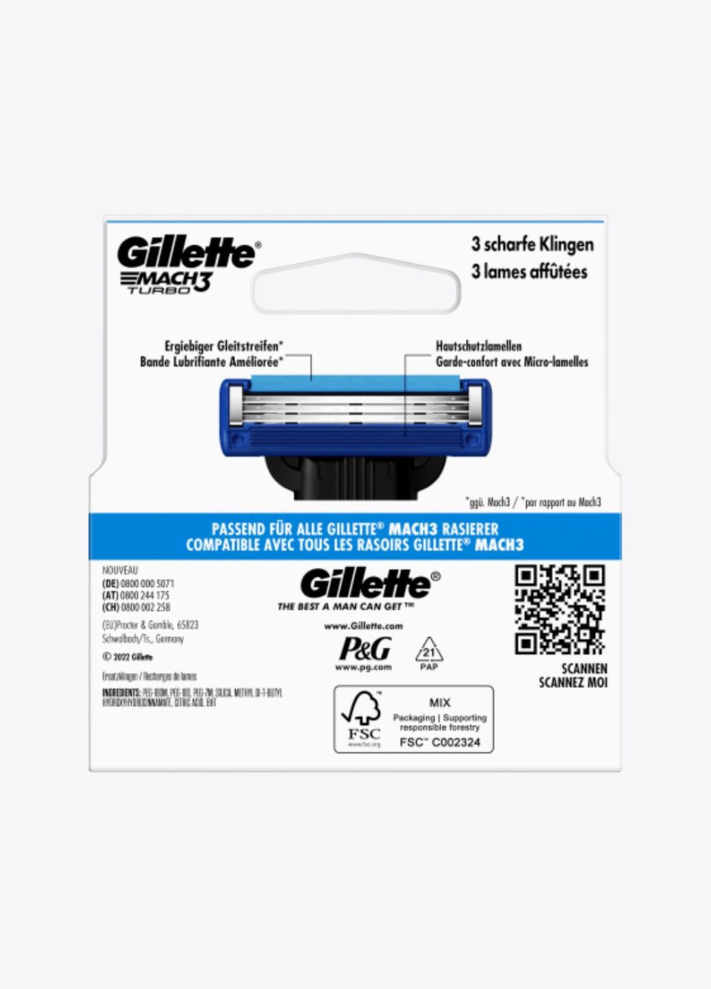 Сменные картриджи для бритья Mach3 Turbo 5 шт Gillette (317298875)