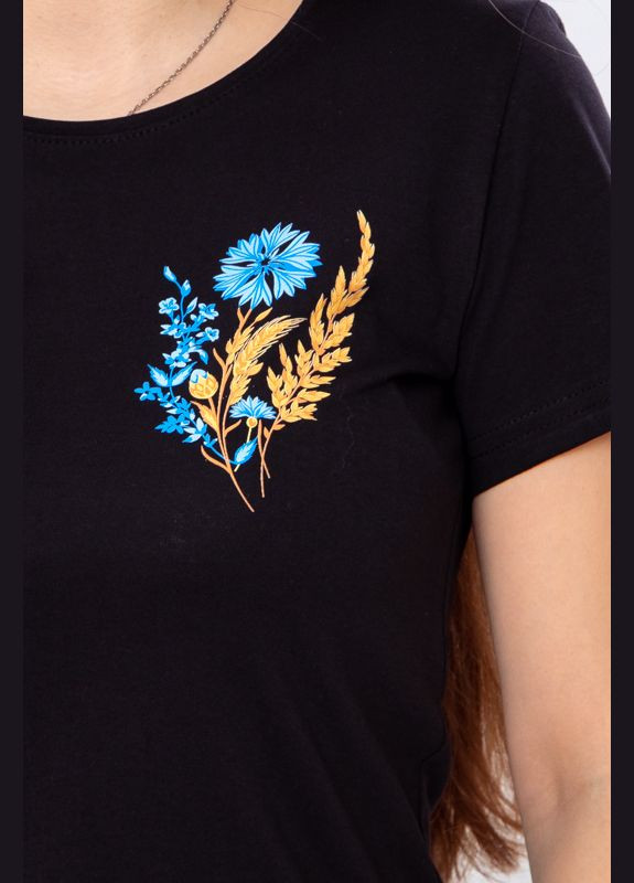 Черная летняя футболка женская “украина” с коротким рукавом Носи своє