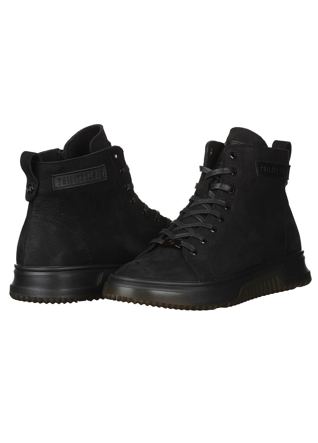 Черевики чоловічі зимові високі теплі зі шнурівкою шкіряні на високій підошві повсякденні для прогулянок чорні 2US B-51 No Brand (308849381)