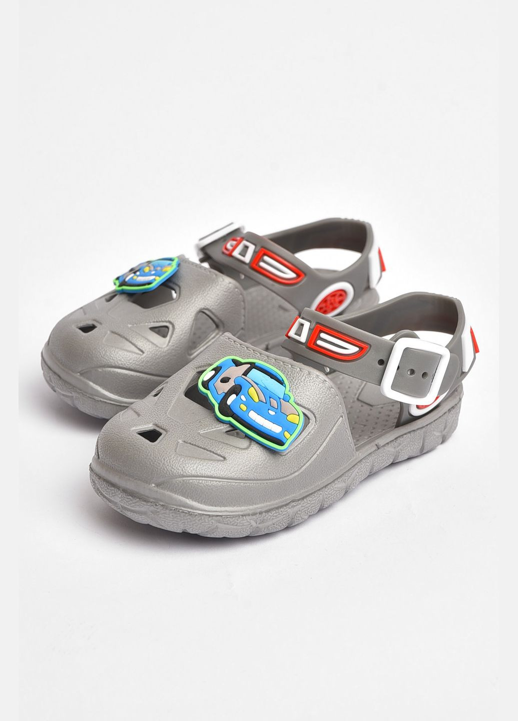 Серые пляжные сандали детские пена для мальчика серого цвета Let's Shop с ремешком