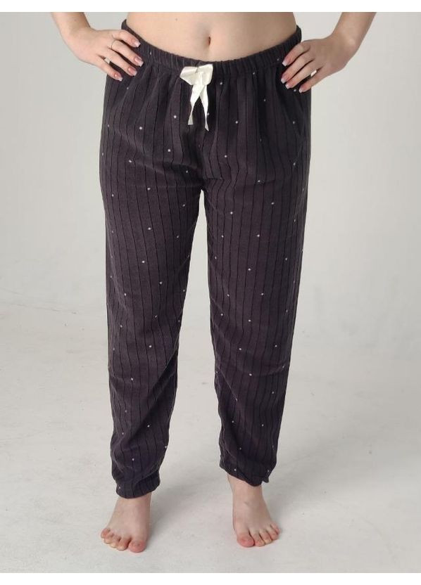 Штани жіночі з флісу чорного кольору в горошок, Туреччина Sude (369788582)