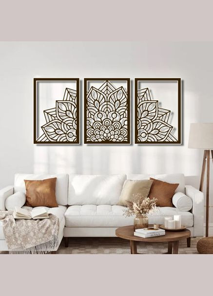 Панно 3D декоративное с объемом 15 мм для стен, Орнамент коричневое Декоинт (278289071)