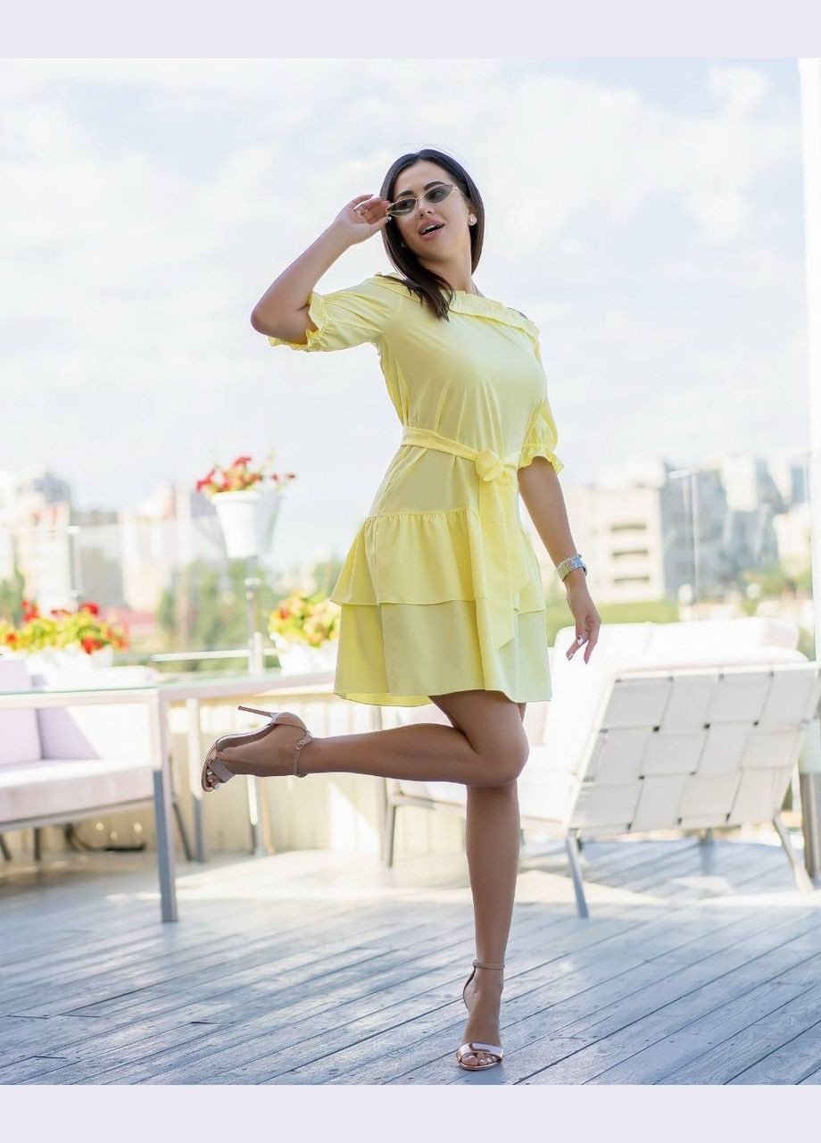 Жовтий повсякденний, кежуал, вечірня жіноча сукня FINO Mode