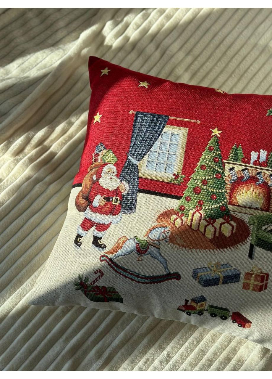 Новогодняя наволочка на подушку 45х45 см, гобеленовая HOGAR. No Brand (360890009)