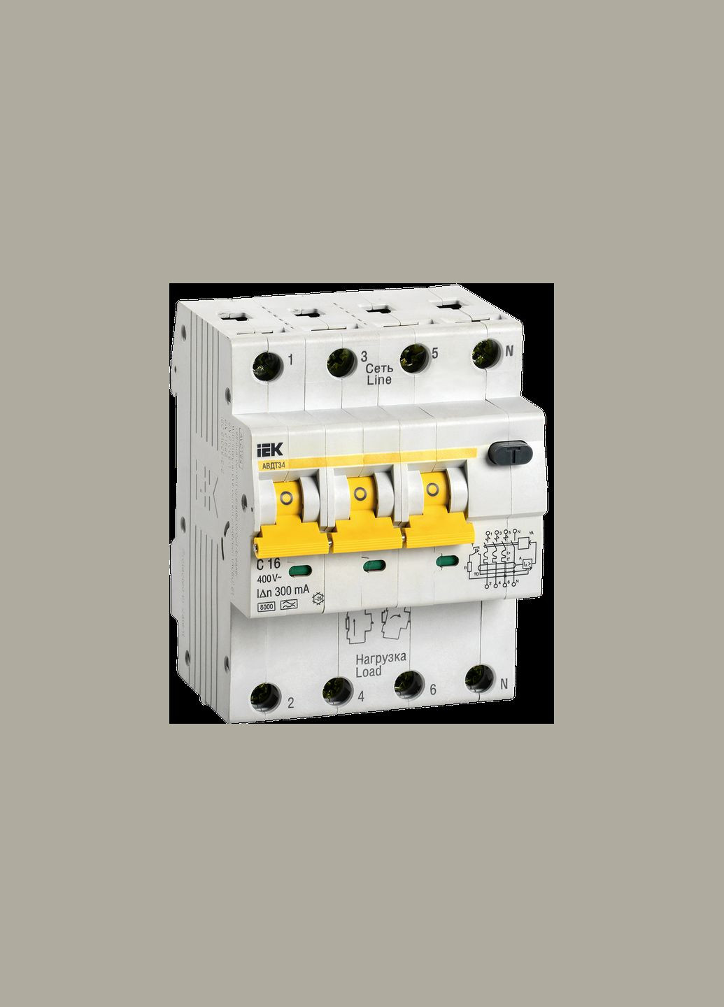 Дифференциальный выключатель 4Р 16A 300мА "C" тип A [MAD22-6-016-C-300] АВДТ34 UEC (337138115)