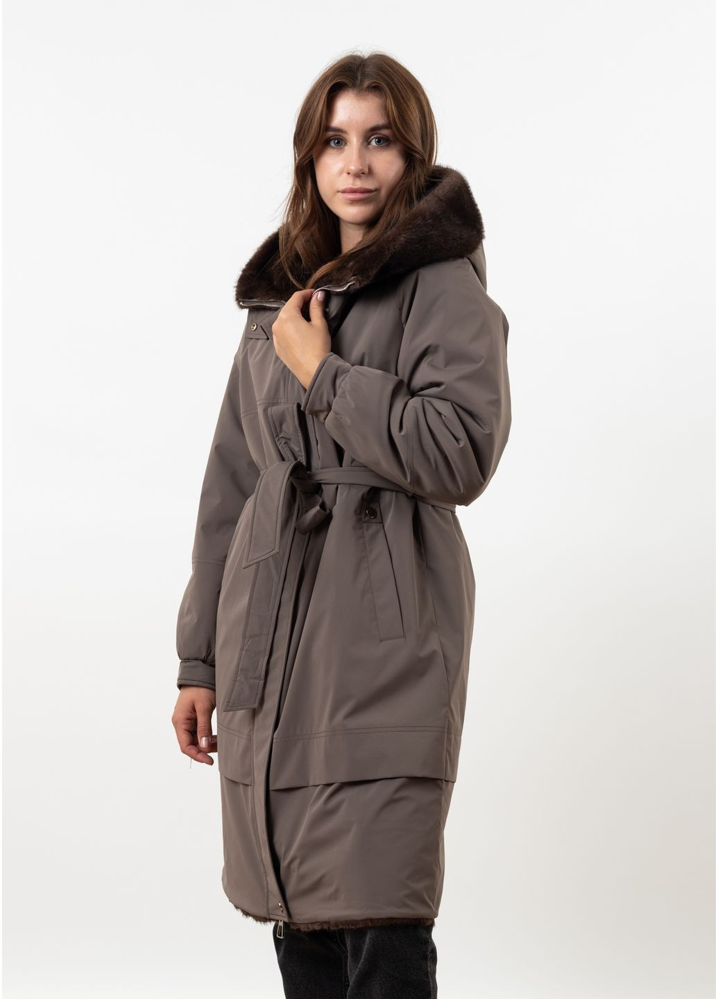 Коричневый Пуховик MissLynx