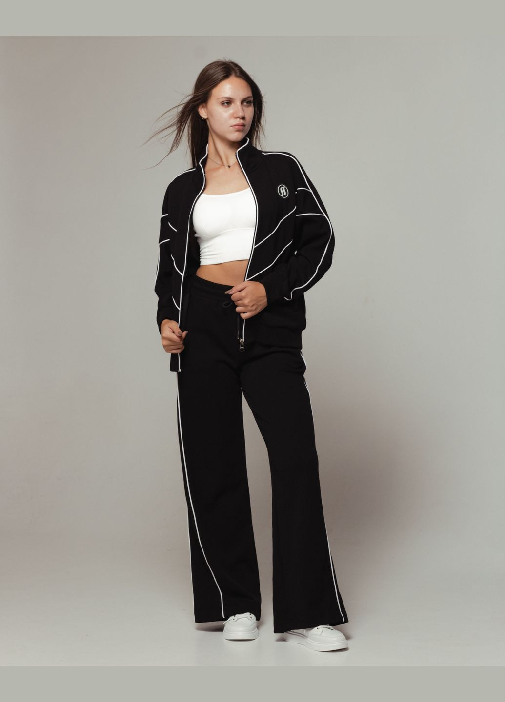 Костюм спортивний двосторонній чорний (штани, кофта) Raw (302209586)