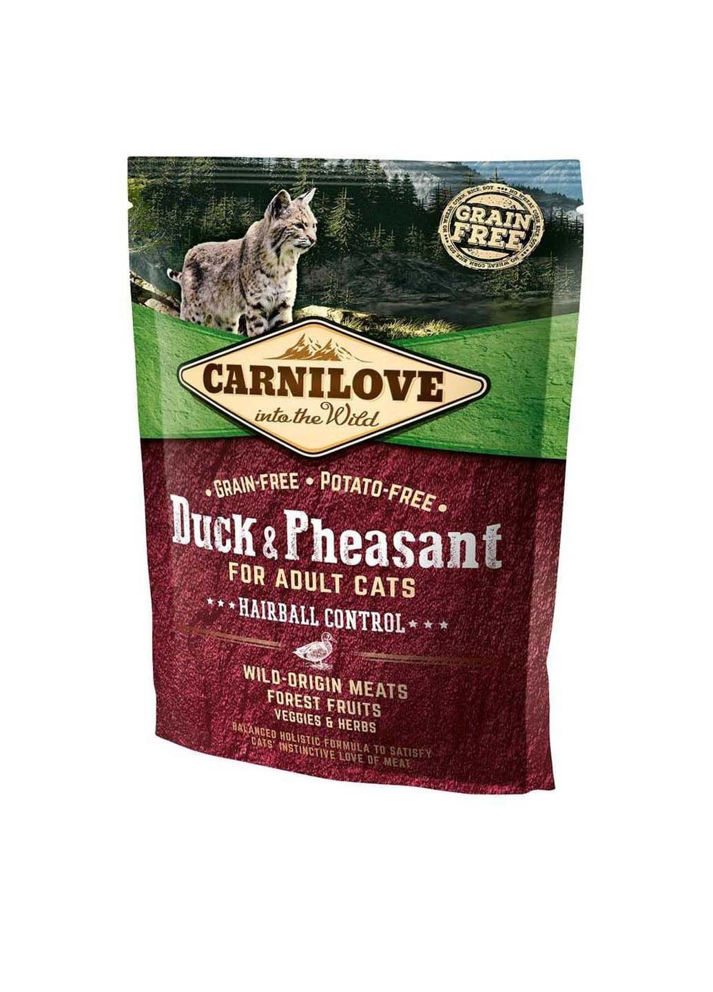 Сухой корм для взрослых кошек Cat Duck & Pheasant Hairball Control для выведения волосяных комков 400 г Carnilove (286472982)