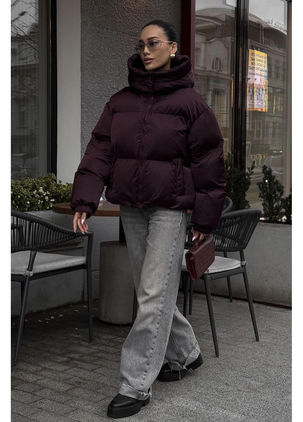 Бордовый зимний Пуховик Jadone Fashion