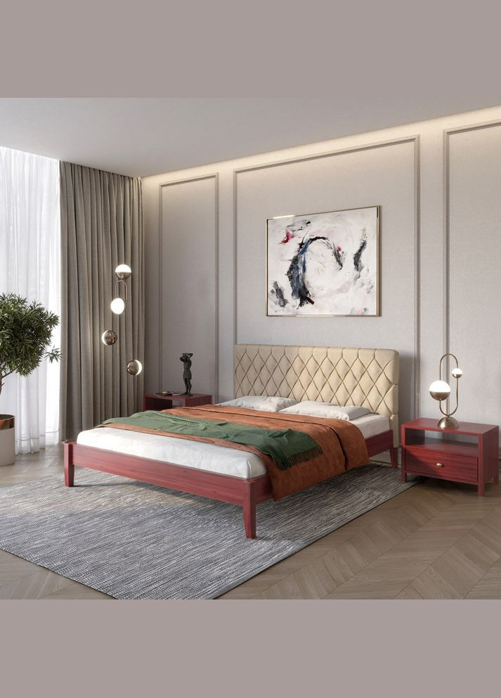 Полуторне дерев'яне ліжко Венеція ДК /Аляска 23 (Бежевий) 120х200 см Mebigrand (366085290)