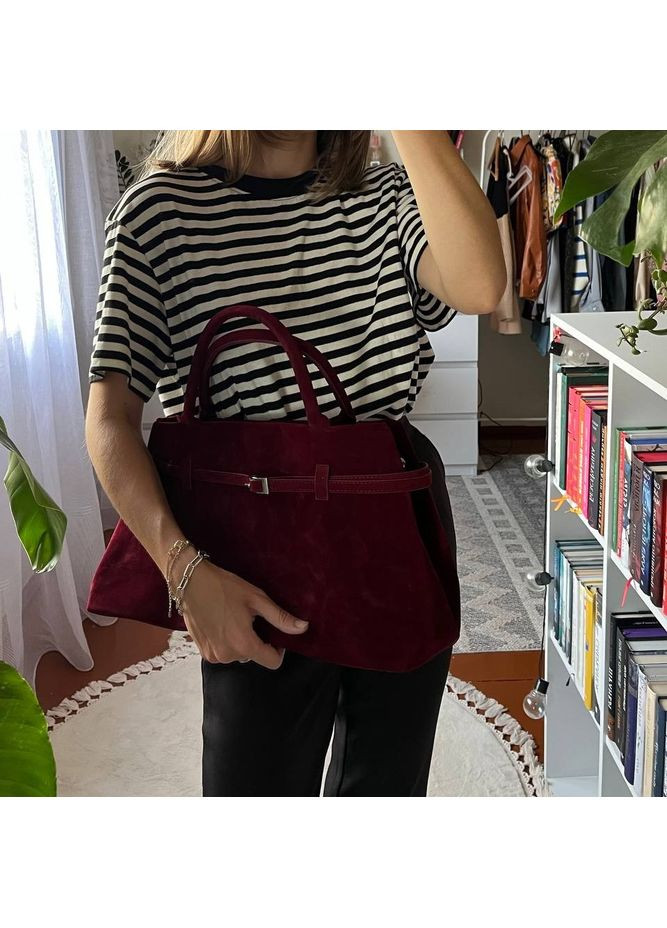 Классическая большая сумка в черном цвете в замшевой текстуре. No Brand (362588281)