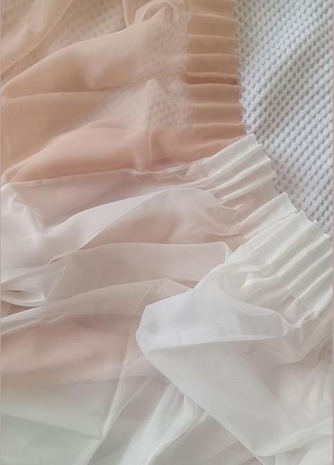 Тюль яркий готовый сшит на окно, гардина на тесьме, три цвета Светло-бежевый, молочный, белый, Комплект 2 шт. 600*270 Hanna (321997329)