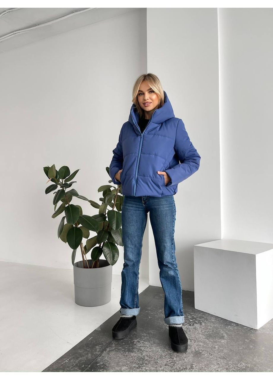 Синяя демисезонная куртка плащевка синтепон 200 топ качество No Brand