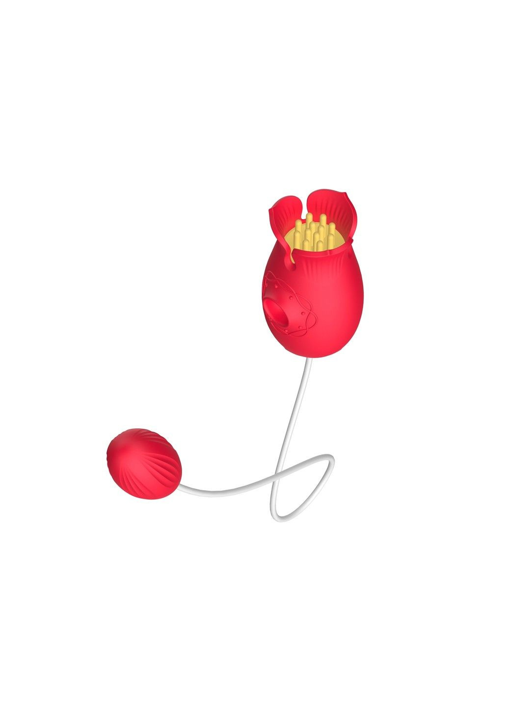 Вибратор вагинально клиторальный с вакуумной стимуляцией и вибро Flower Love egg, красный Boss Series (292011934)