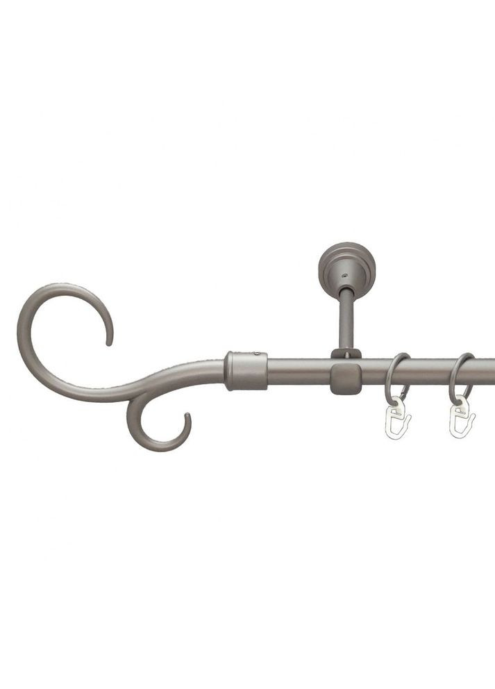 Карниз Гак Подвийний металлический однорядный открытый гладкая труба Сатин 16 мм 200 см (6091284) ORVIT (300797543)