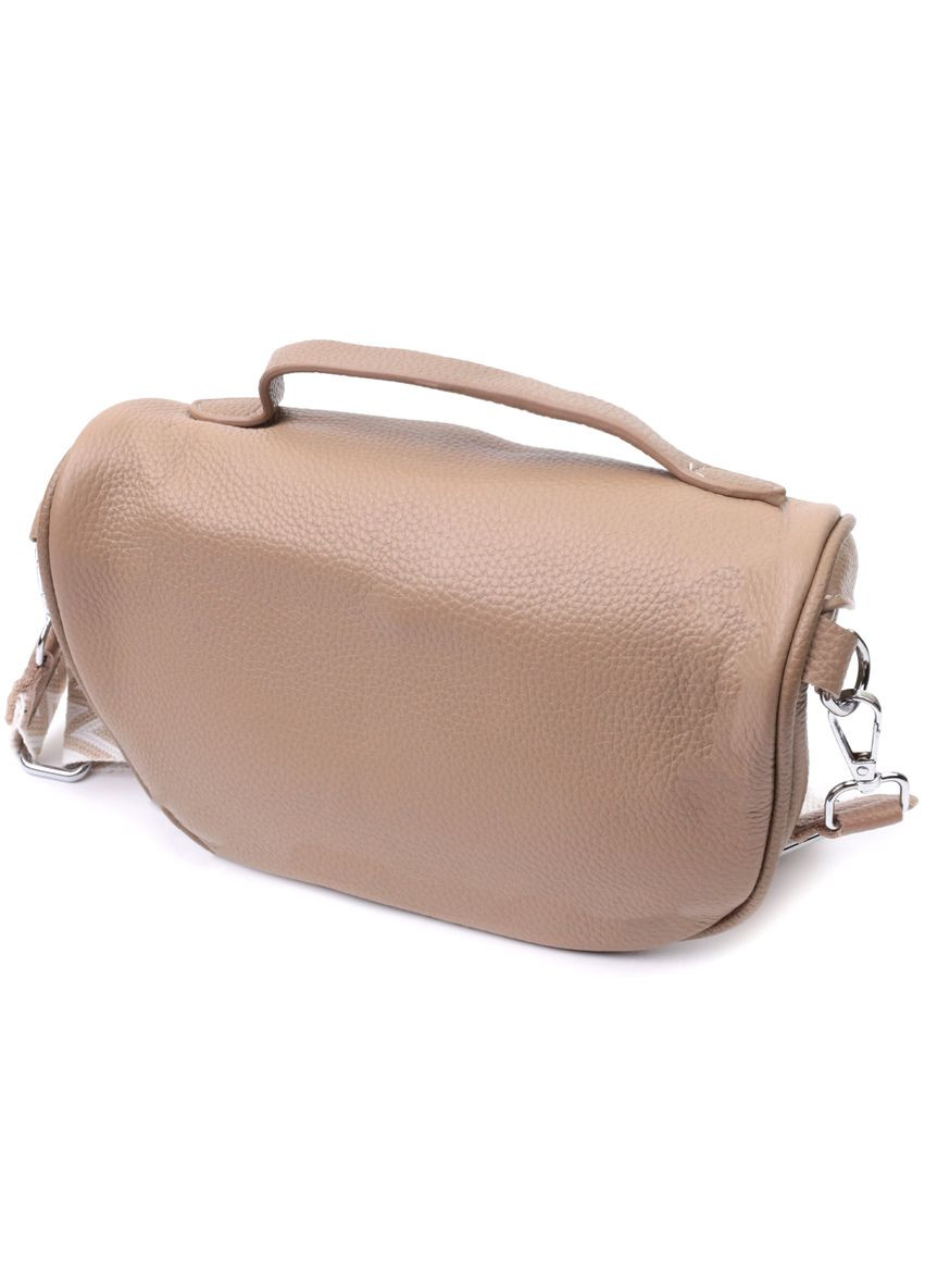 Летняя женская кроссбоди через плечо в классическом цвете из натуральной бежевой кожи 22657 Vintage (329196654)