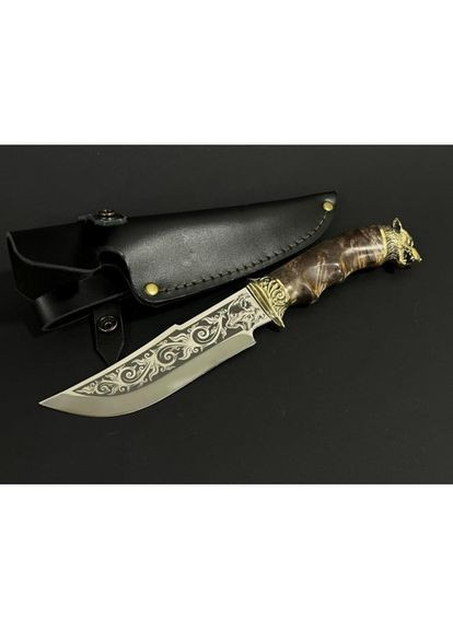 Нож охотничий подарочный Волк 22k01 в кожаном чехле NB Art (346534120)