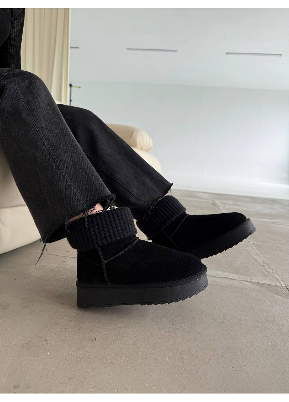 Уги з натуральної замші та хутром без надписів No Brand (362917344)