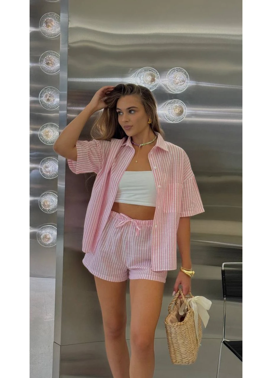 Костюм летний женский в полоску шорты+сорочка Fashion (400312691)