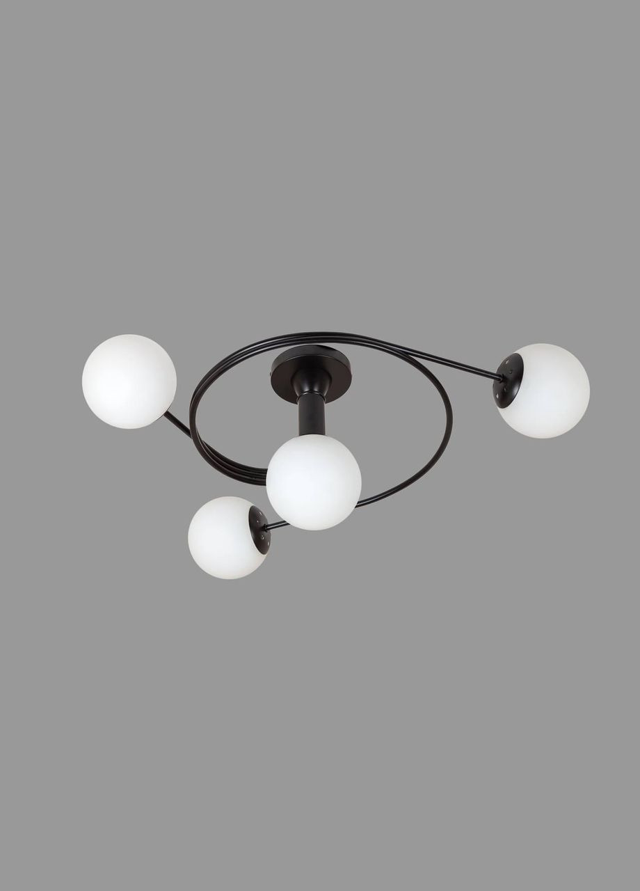 Чорна стельова люстра з кулями (61-LX04-4 BK+WH) No Brand (370069528)