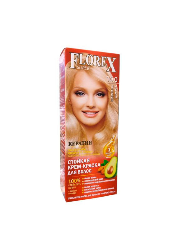 Крем-фарба для волосся стійка Super 10,0 Шампань Florex (335869709)