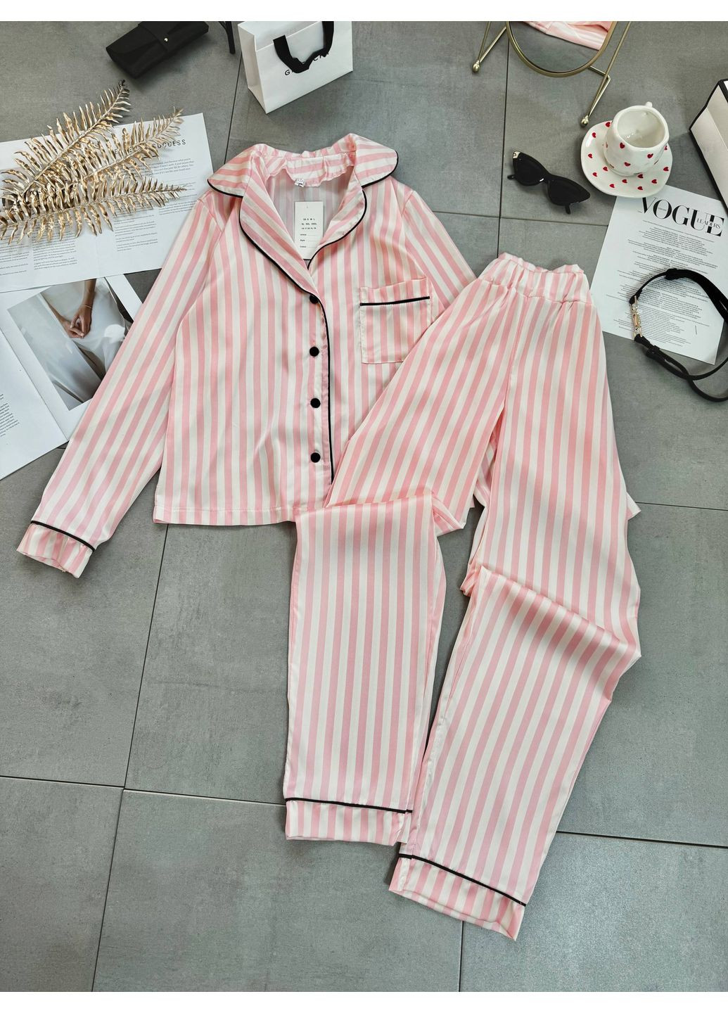 Біла всесезон піжама з шовку — заміри в описі сорочка + брюки GD/GL Модний простір