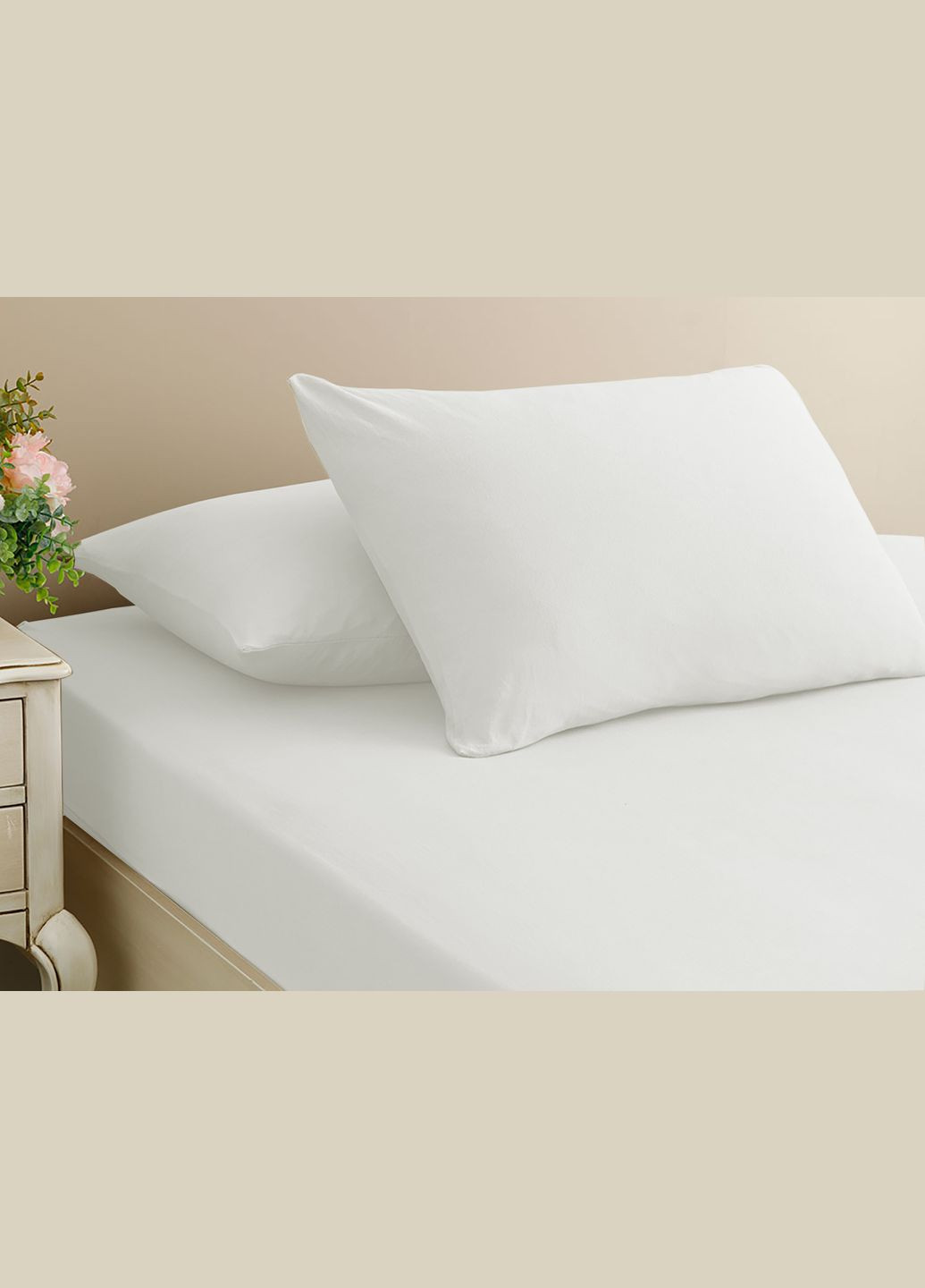 Простирадло 180х200см на гумці з наволочками (ранфорс) First Choice (341306153)