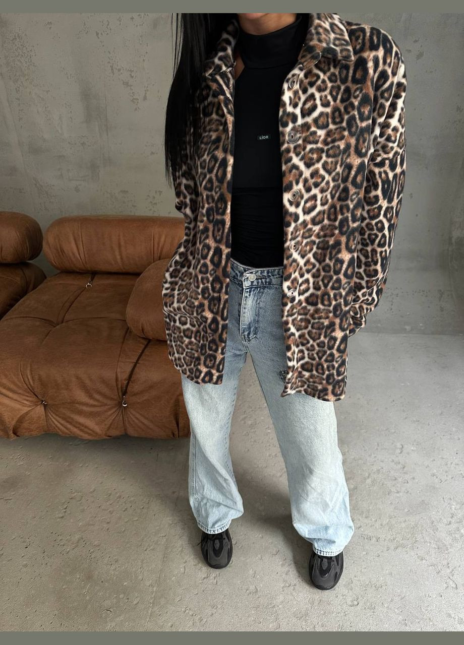 Белая спортивная, повседневный, кэжуал, джинсовая рубашка леопардовый No Brand с длинным рукавом