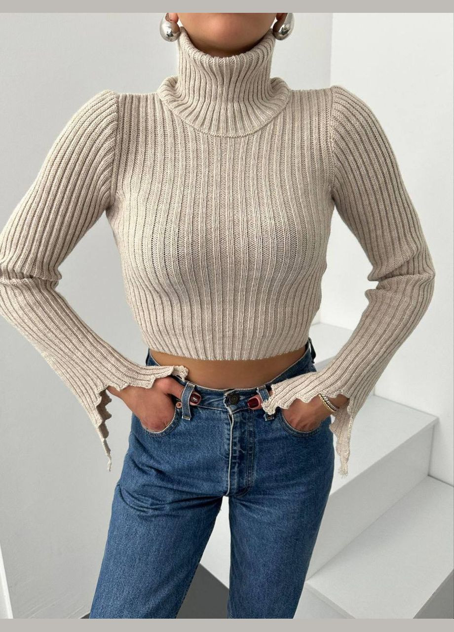 Бежевый демисезонный свитер женский No Brand