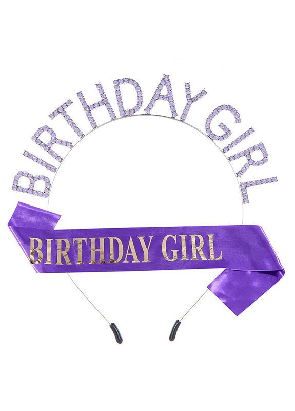 Набір на День народження стрічка через плече та обруч тіара Birthday Girl One Size (12-207) No Brand (324120048)